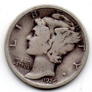 RARE- Estate Find -1926 Mercury Dime - 90% Silver - uncommon.